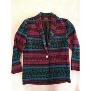 David Paul New York Blazer Jacket Women's Medium Aztec One Button Front